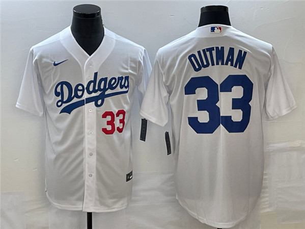 Men's Los Angeles Dodgers #33 James Outman White Cool Base Stitched Baseball Jersey